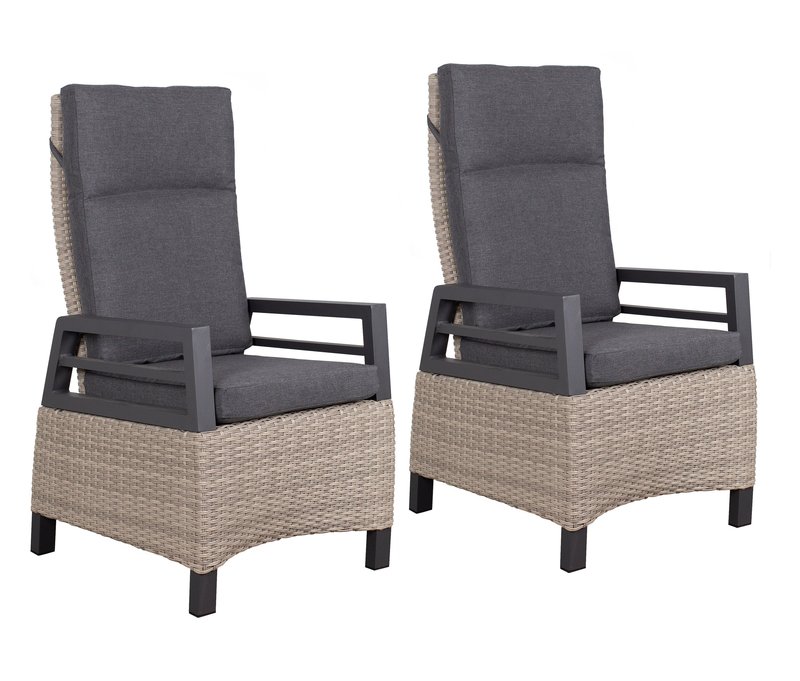 2 deVries Sessel - 60x62x109cm - dunkelgrau - Aluminium / Polyethylen / Polyester