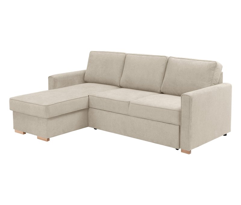 Tchibo - Ecksofa mit Auszugsbett »NovaLounge« - 229x160x92cm - beige - Polyester / Holz / Buchenholz