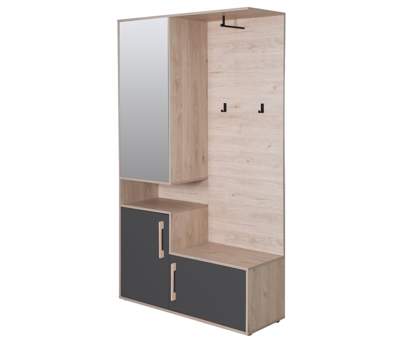 Roba Kompaktgarderobe »Entry« - 117x38x198cm - anthrazit - Holz / Metall / Glas