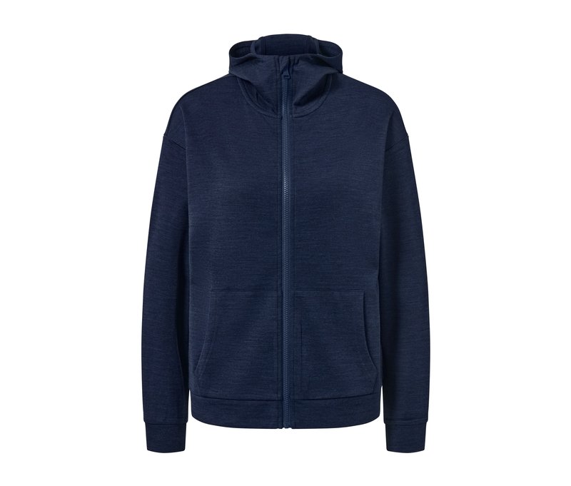 Tchibo - Kapuzenjacke mit RWS-zertifizierter Wolle - Damen - Gr. L - dunkelblau