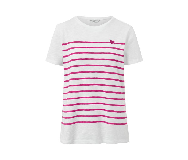 Tchibo - T-Shirt mit Streifen - Damen - Gr. L - creme/gestreift