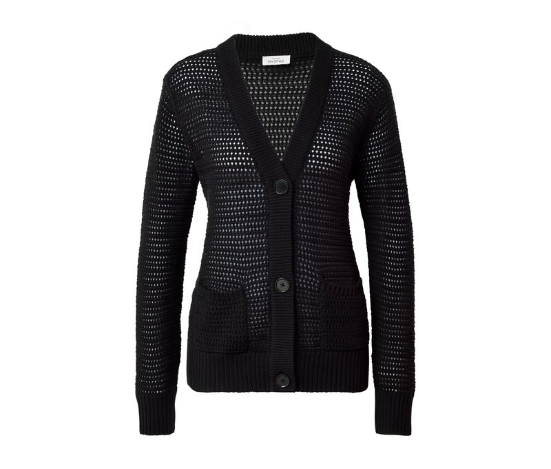 Tchibo - Cardigan in Pointellestrick - Damen - Gr. XXL - schwarz