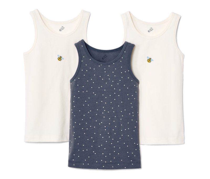 Tchibo - 3 Kleinkinder-Unterhemden - Mädchen - Gr. 110/116 - weiß/print