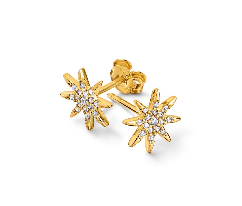 Tchibo - 585 Gold Ohrstecker Stern - weiß