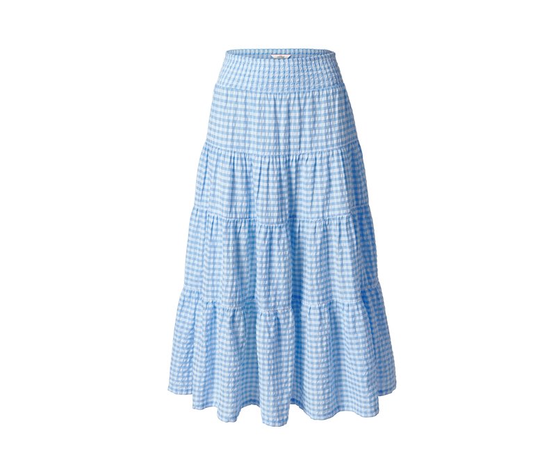 Tchibo - Gestufter Maxirock - Damen - Gr. 38 - hellblau/kariert