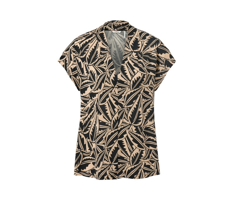 Tchibo - Bedrucktes Shirt mit Stehkragen - Damen - Gr. XL - schwarz/print