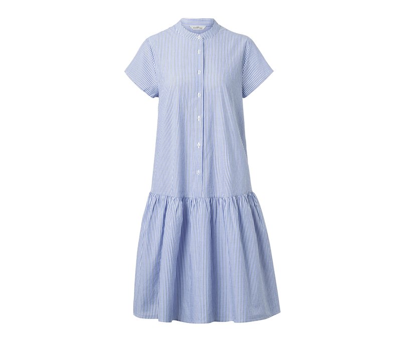 Tchibo - Seersucker-Kleid - Damen - Gr. S - weiß/gestreift