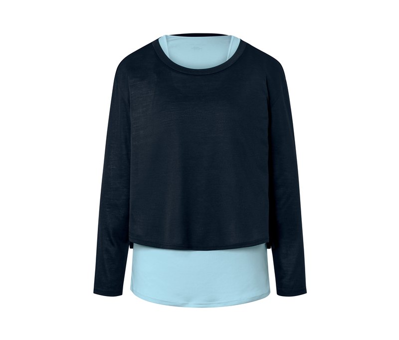 Tchibo - 2-in-1-Langarm-Sportshirt - Damen - Gr. XS - hellblau