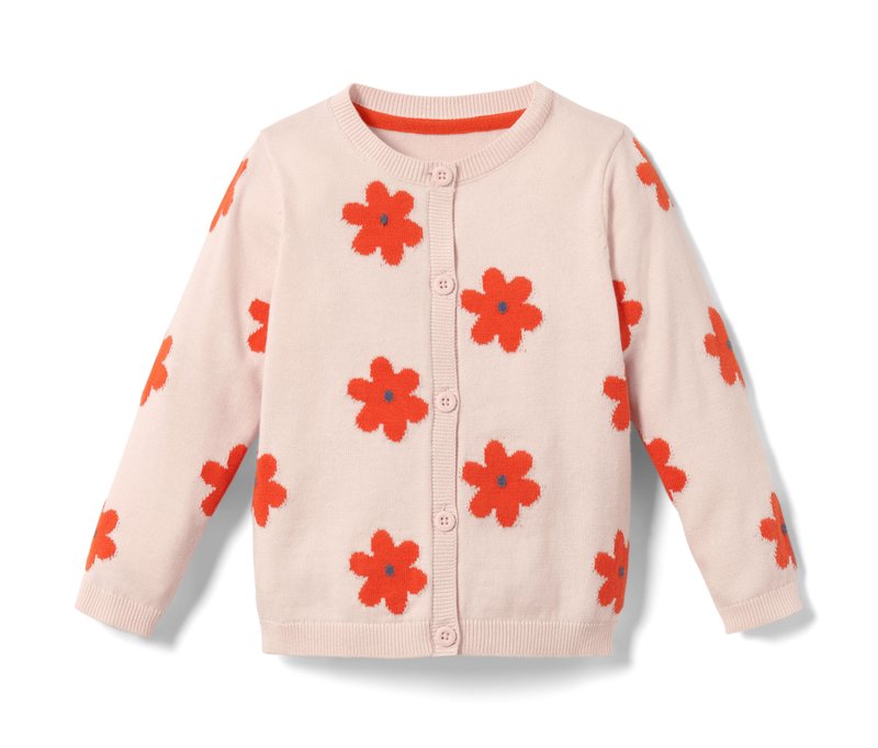 Tchibo - Kleinkinder-Strickjacke - Mädchen - Gr. 122/128 - orange/geblümt