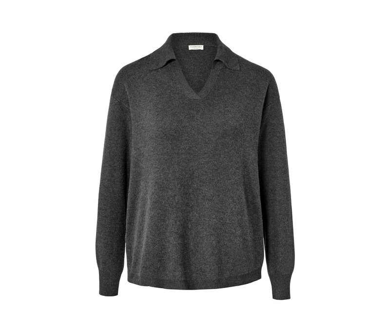 Tchibo - Strickpullover mit Polokragen - Damen - Gr. S - anthrazit