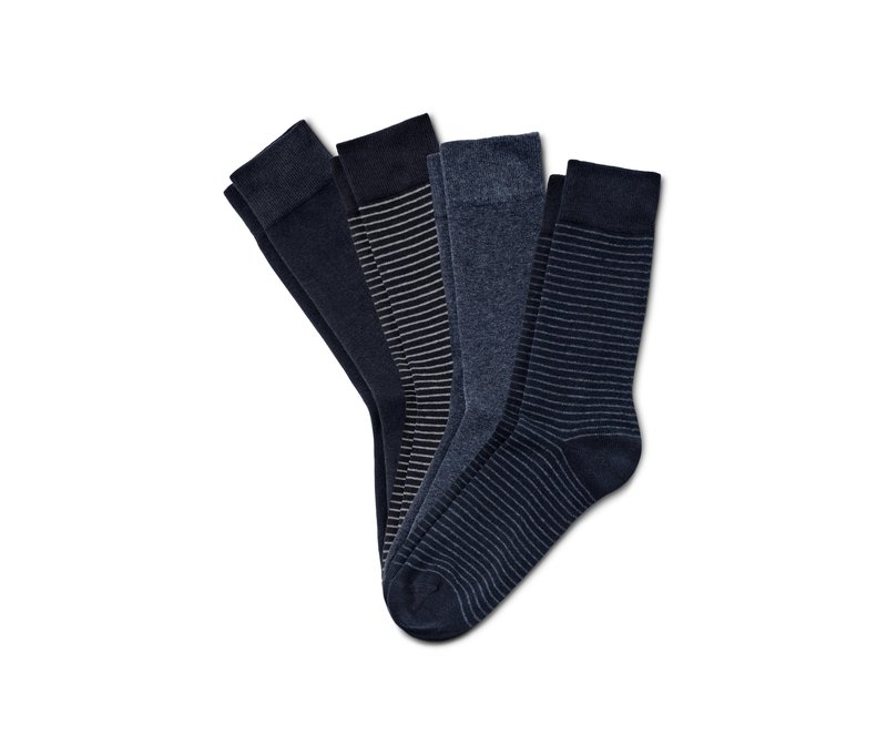 Tchibo - 4 Paar Socken - Herren - Gr. 44-46 - dunkelblau/gestreift