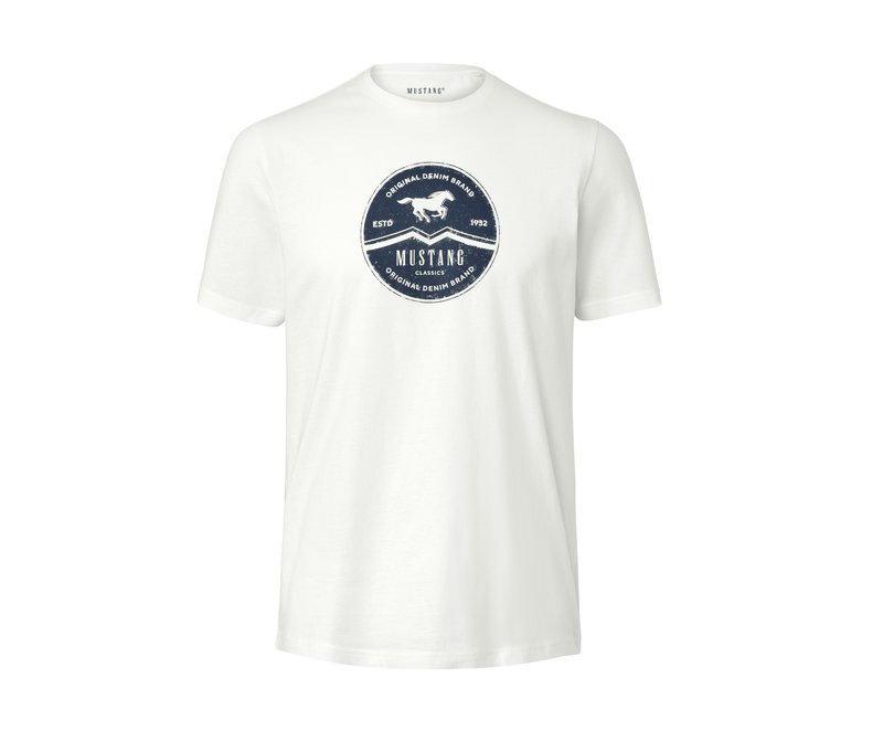Tchibo - T-Shirt »Mustang« - Herren - Gr. XL - weiß/print