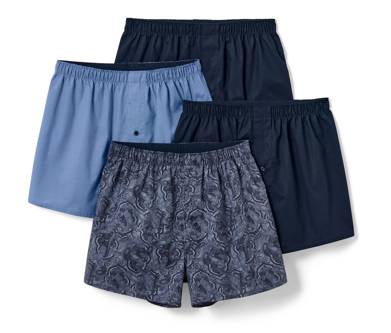 Tchibo - 4 Web-Boxershorts - Herren - Gr. M/5 - dunkelblau/paisley