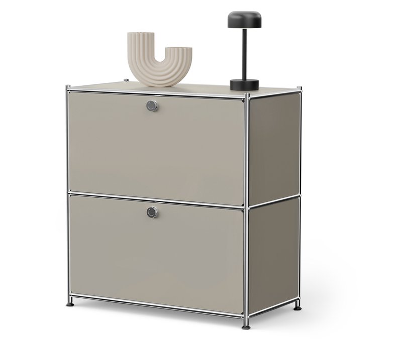 Tchibo - Sideboard Metall »Cn3« mit 2 Klappenfächern - 77x40x82,5cm - hellgrau - Stahl / Aluminium / Kunststoff