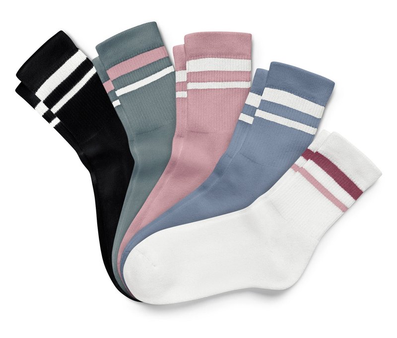 Tchibo - 5 Paar Kinder-Tennissocken - Herren - Gr. 35-38 - blau/gestreift