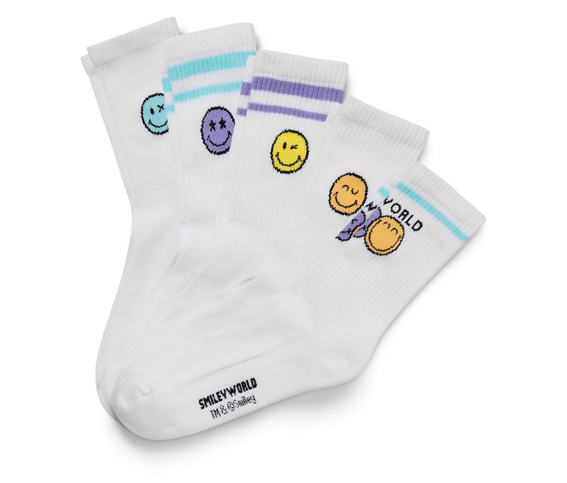 Tchibo - 5 Paar Kinder-Tennissocken Smileyworld® - Herren - Gr. 35-38 - hellblau