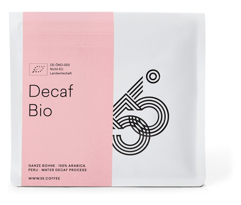 55 Degrees – Decaf Omni-Roast Bio, entkoffeiniert - 250 g Ganze Bohne - Intensität: 3/6
