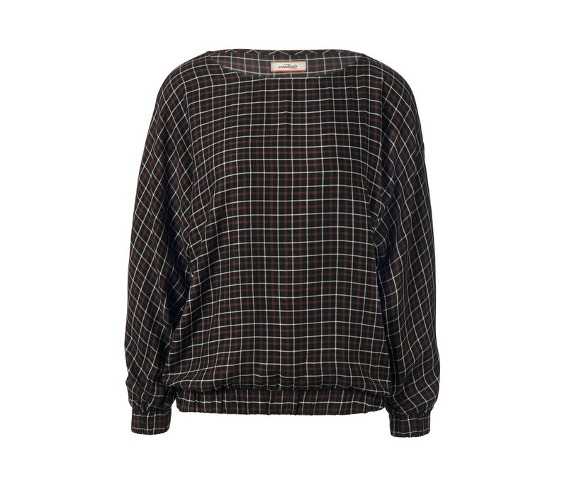 Tchibo - Karierte Bluse mit Fledermausarm - Damen - Gr. 42 - weiß/kariert