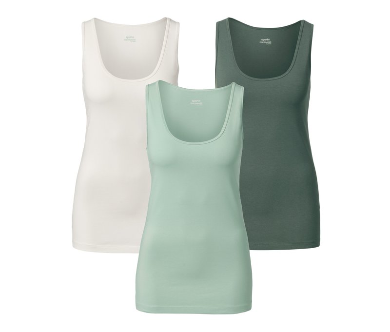 Tchibo - 3 Tops - Damen - Gr. XL - dunkelgrün