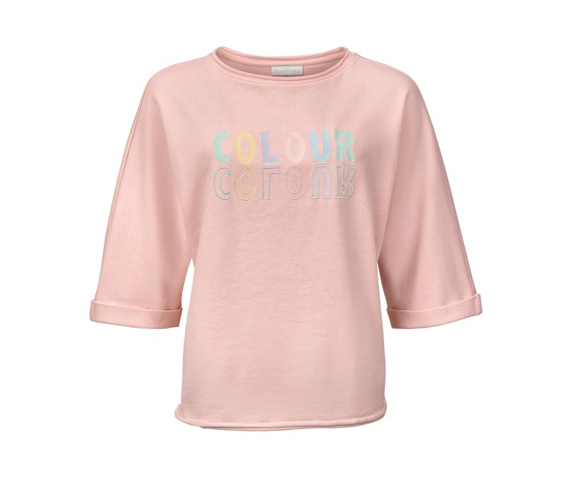 Tchibo - Sweatshirt mit 3/4-Arm - Damen - Gr. L - rosé/print