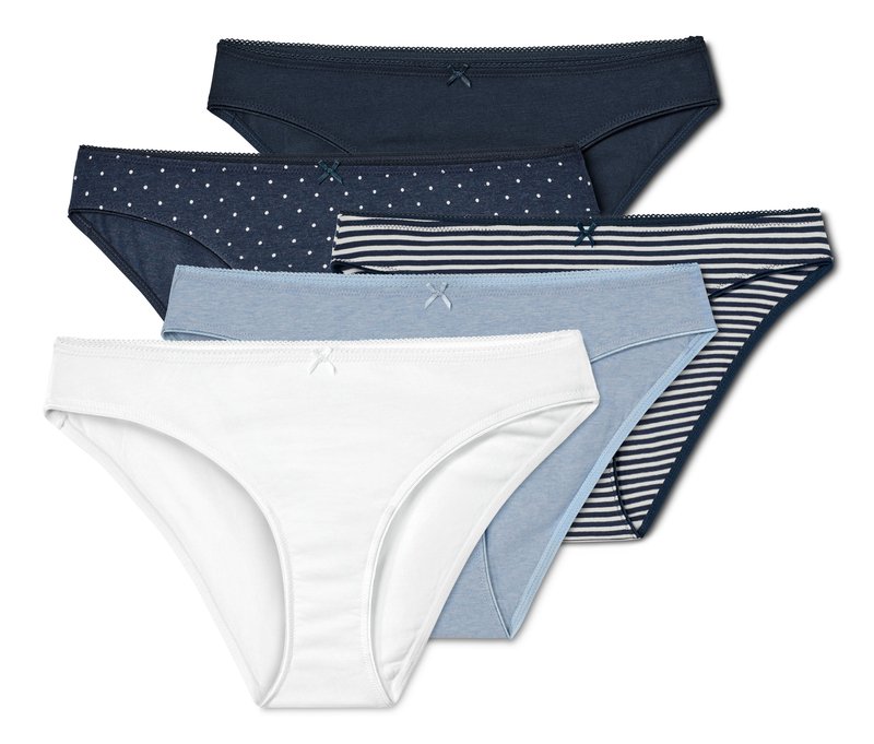Tchibo - 5 Slips - Damen - Gr. M - dunkelblau/print