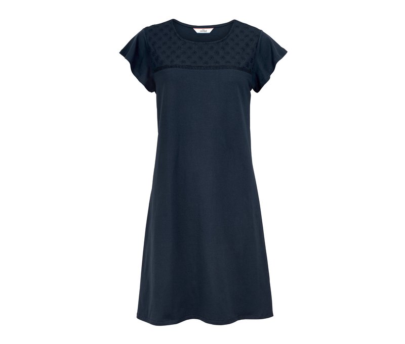 Tchibo - Jerseykleid mit Lochstickerei - Damen - Gr. L - dunkelblau