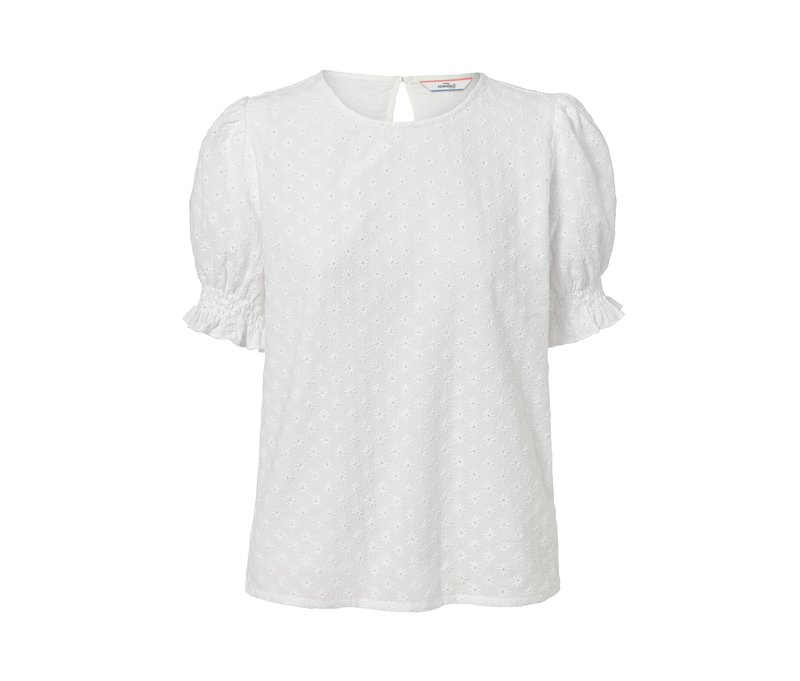 Tchibo - Blusenshirt mit Lochstickerei - Damen - Gr. 46 - weiß