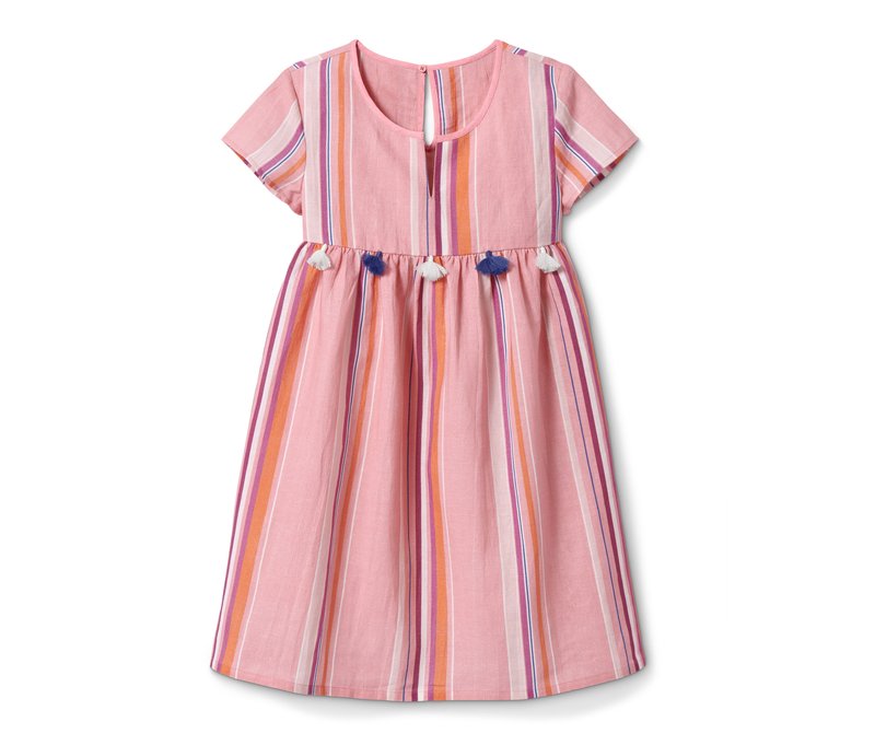 Tchibo - Kaftankleid mit Leinen - Mädchen - Gr. 134/140 - rosa/gestreift