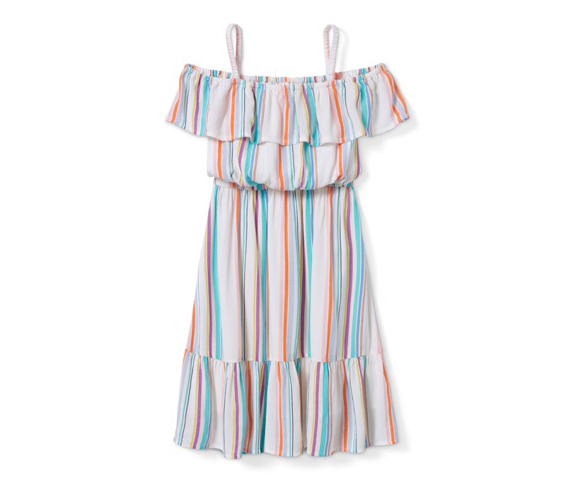 Tchibo - Webkleid aus Viskose - Mädchen - Gr. 170/176 - weiß/gestreift