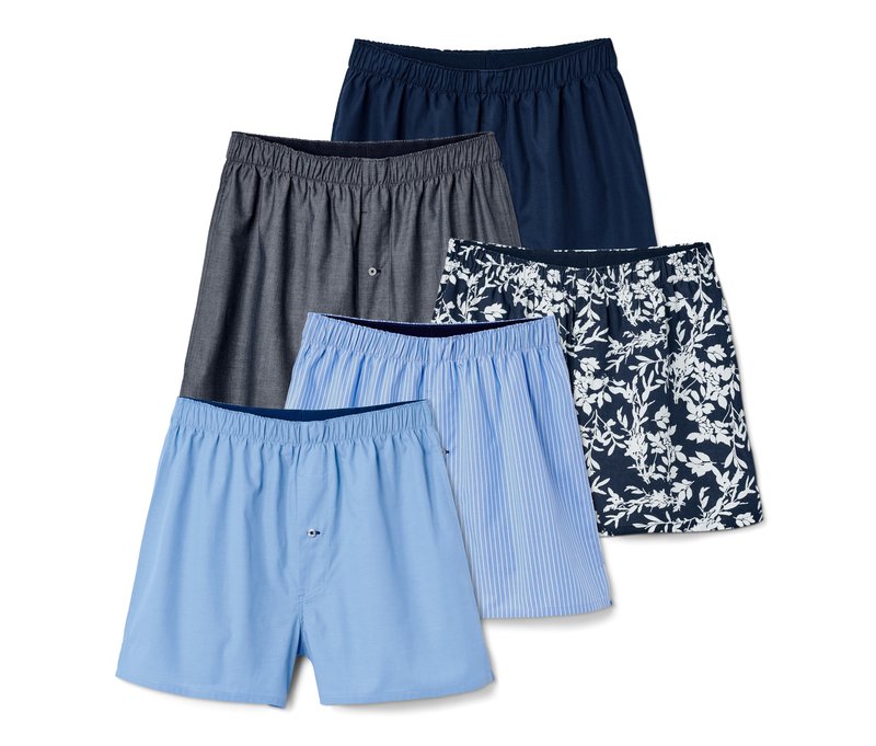 Tchibo - 5 Web-Boxershorts - Herren - Gr. M/5 - hellblau/gestreift
