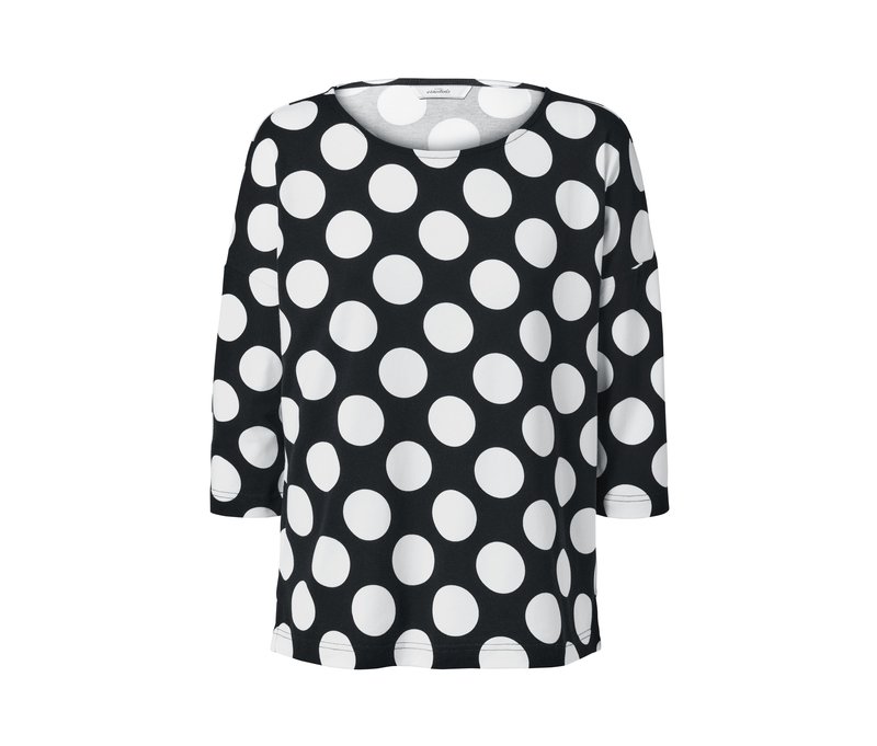 Tchibo - Gepunktetes Shirt mit 3/4-Arm - Damen - Gr. XL - schwarz/gepunktet