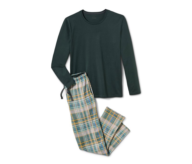 Tchibo - Pyjama - Herren - Gr. XL - khaki/kariert