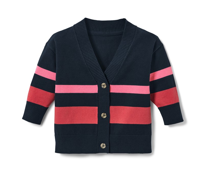 Tchibo - Strickjacke - Mädchen - Gr. 122/128 - dunkelblau/gestreift