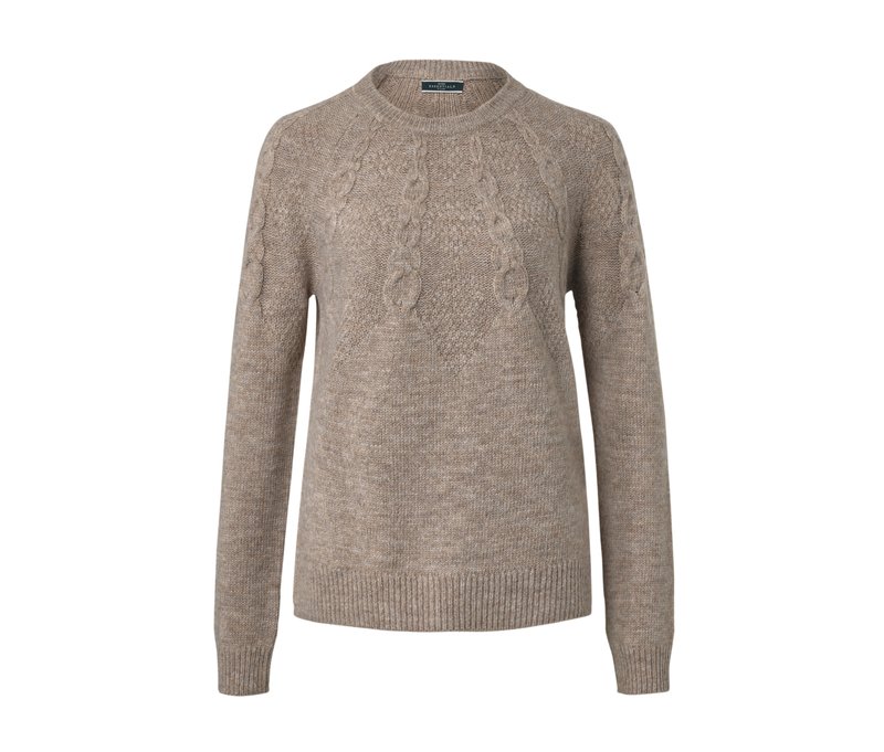 Tchibo - Grobstrick-Pullover mit Zopfmuster - Damen - Gr. L - taupe