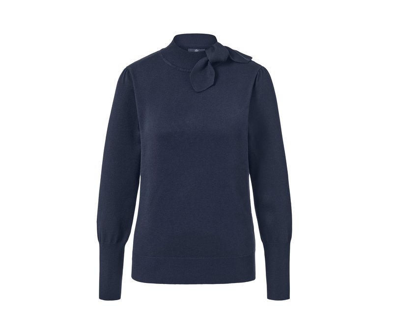 Tchibo - Feinstrickpullover mit Schleifendetail - Damen - Gr. XL - dunkelblau