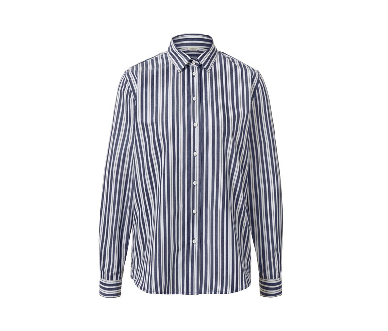 Tchibo - Gestreifte Popeline-Bluse - Damen - Gr. 50 - dunkelblau/gestreift
