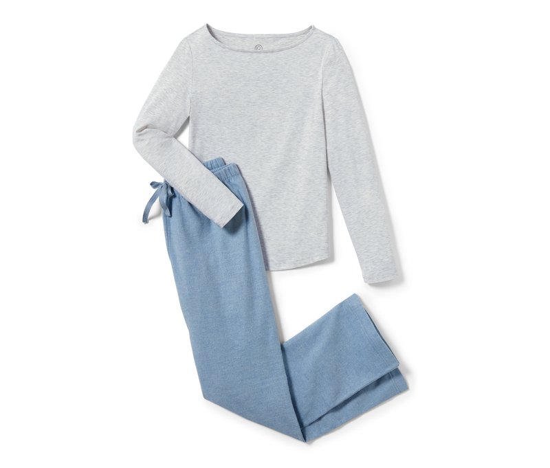 Tchibo - Flanell-Pyjama - Damen - Gr. L - weiß