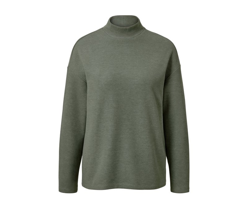 Tchibo - Langarmshirt mit Stehkragen - Damen - Gr. L - grün