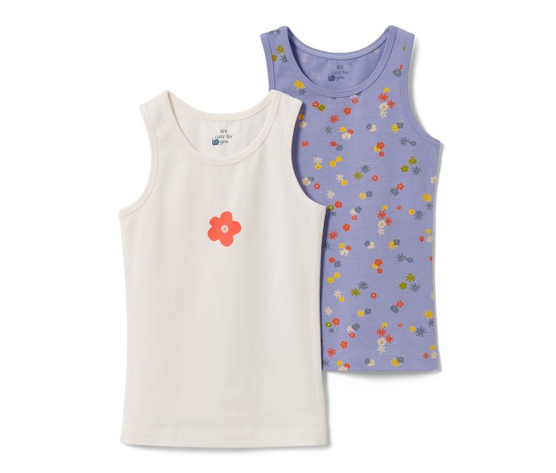 Tchibo - 2 Kleinkind-Unterhemden - Mädchen - Gr. 110/116 - weiß/print