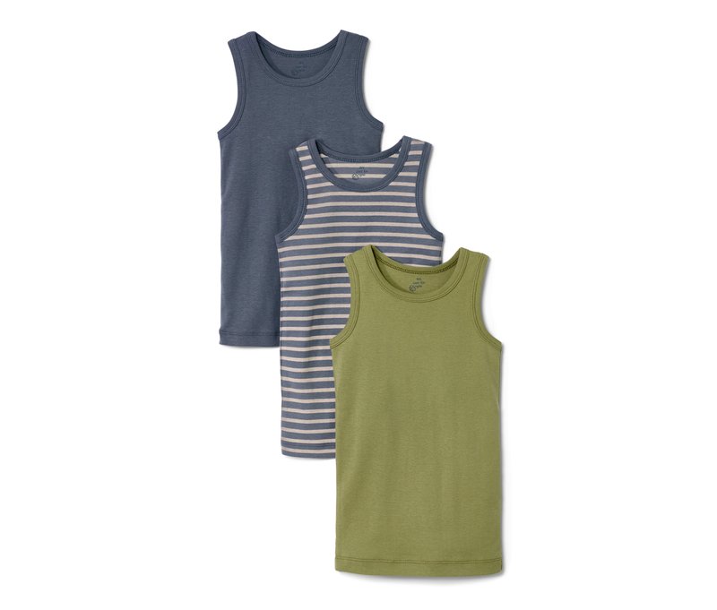 Tchibo - 3 Kleinkinder-Unterhemden - Herren - Gr. 134/140 - dunkelblau/gestreift