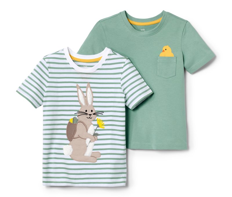 Tchibo - 2 Kleinkinder-T-Shirts - Herren - Gr. 98/104 - weiß/print