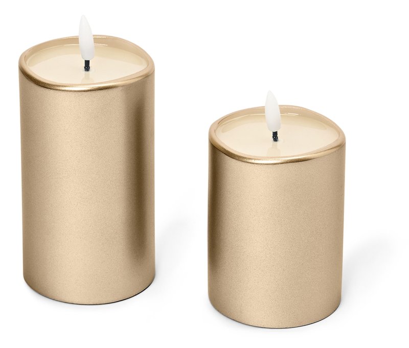Tchibo - 2 LED-Kerzen mit Echtwachsspiegel - gold