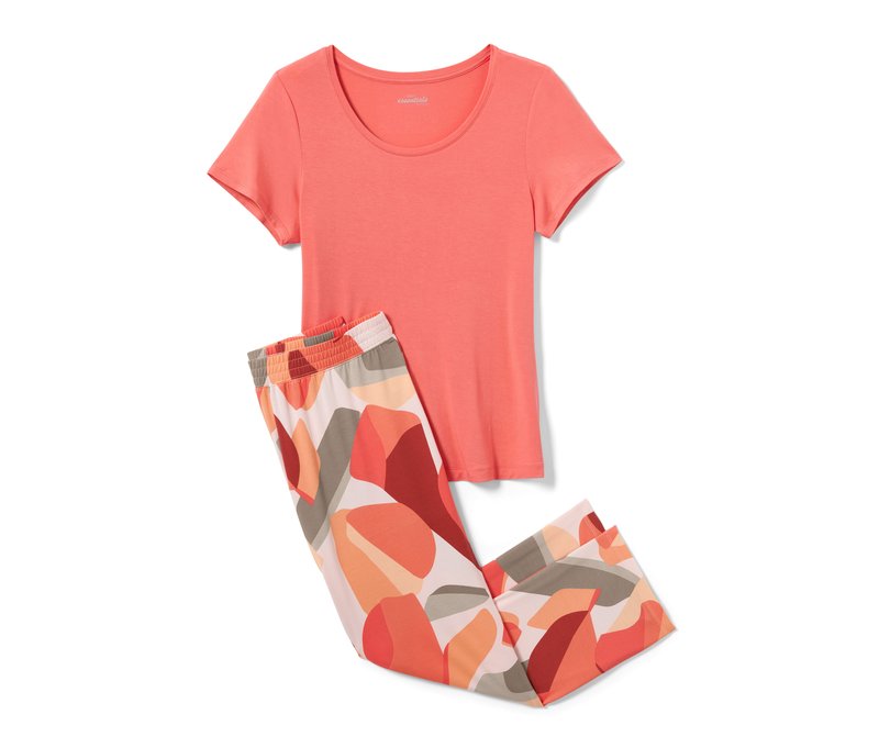 Tchibo - Pyjama in 7/8-Länge - Damen - Gr. XL - orange