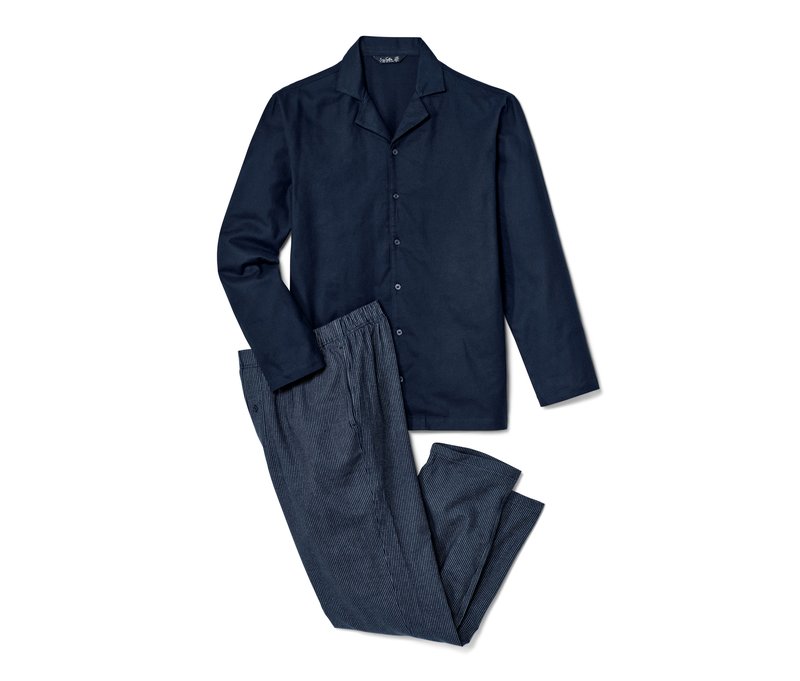 Tchibo - Flanell-Pyjama - Herren - Gr. XXL - dunkelblau/gestreift