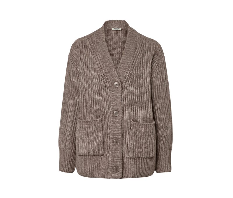 Tchibo - Grobstrick-Cardigan mit Wolle - Damen - Gr. L - taupe