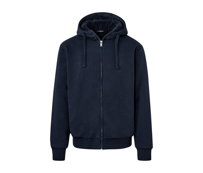 Tchibo - Kapuzen-Sweatjacke mit Teddyplüsch-Futter - Herren - Gr. S - dunkelblau