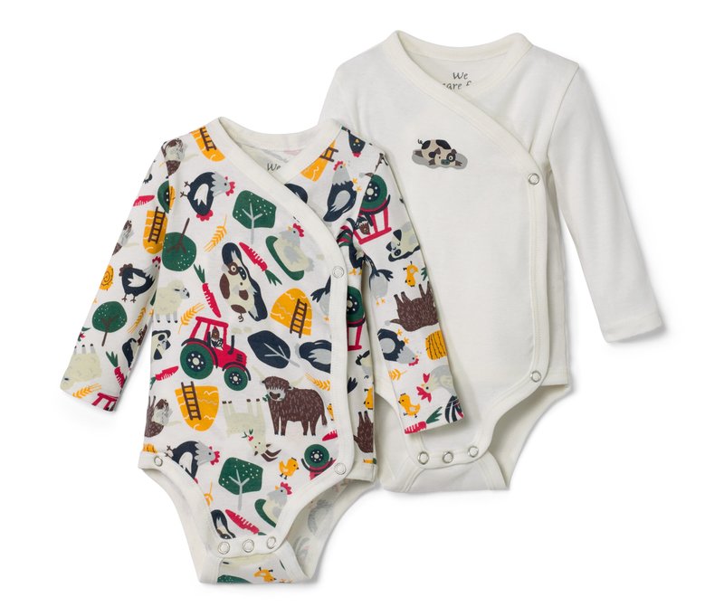 Tchibo - 2 Baby-Langarmbodys - Herren - Gr. 86/92 - weiß/print