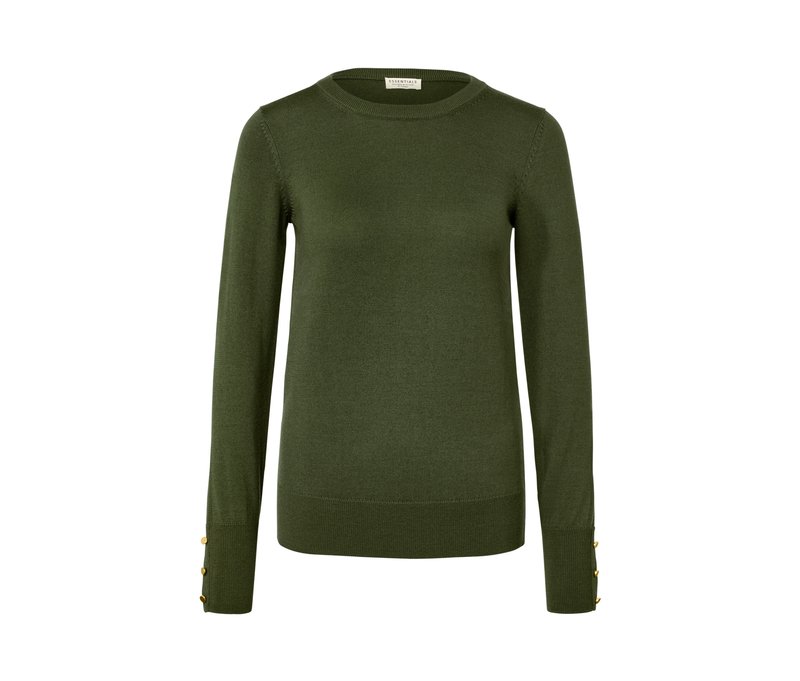 Tchibo - Feinstrickpullover mit Merinowolle - Damen - Gr. L - olivgrün