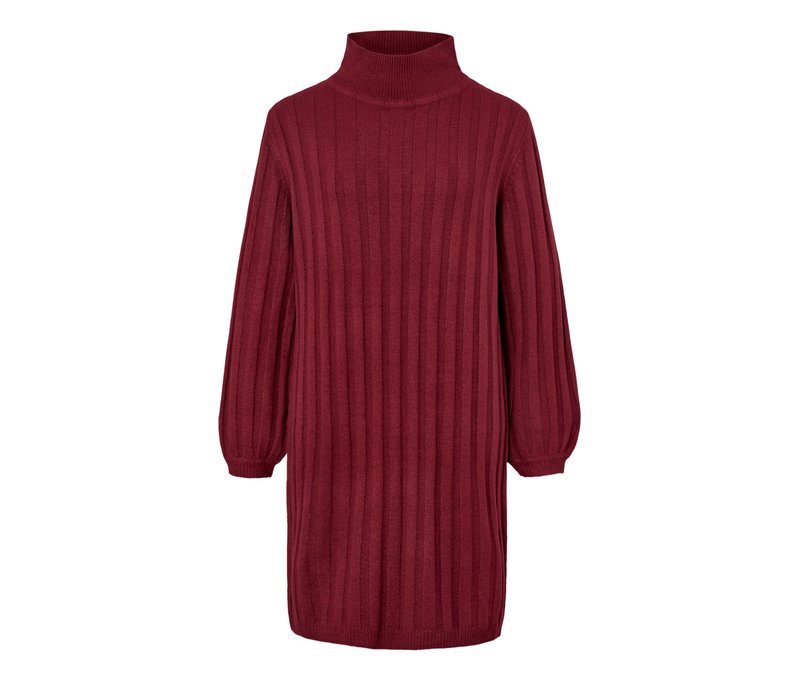 Tchibo - Geripptes Strickkleid mit Stehkragen - Damen - Gr. S - bordeaux