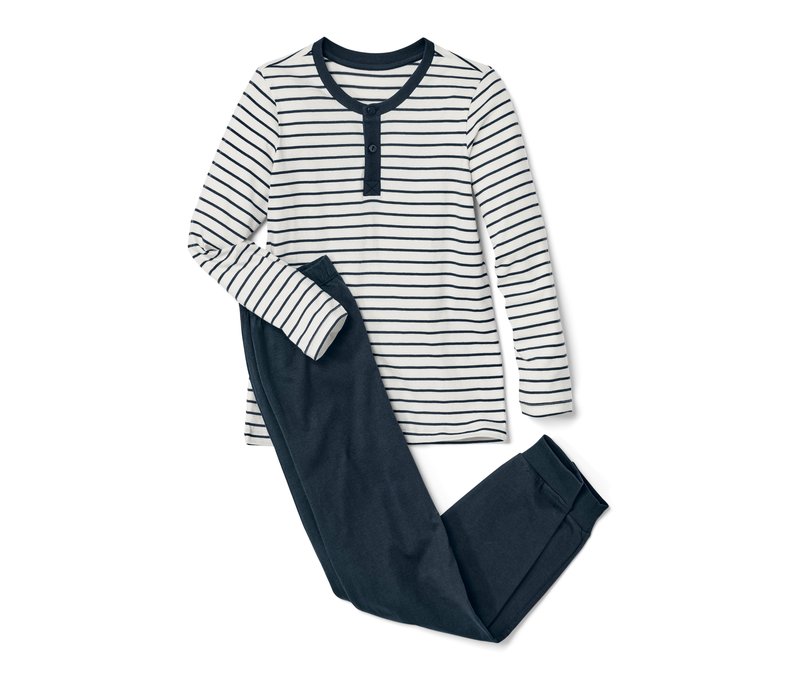 Tchibo - Kinder-Pyjama - Jungen - Gr. 170/176 - dunkelblau/gestreift